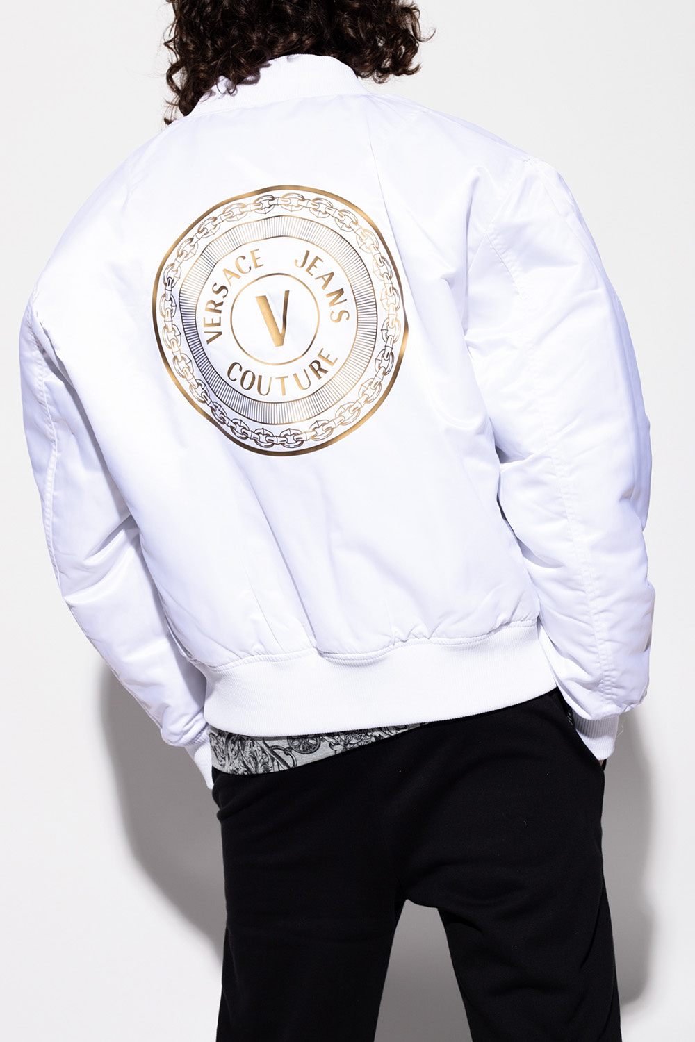 Versace white outlet bomber jacket